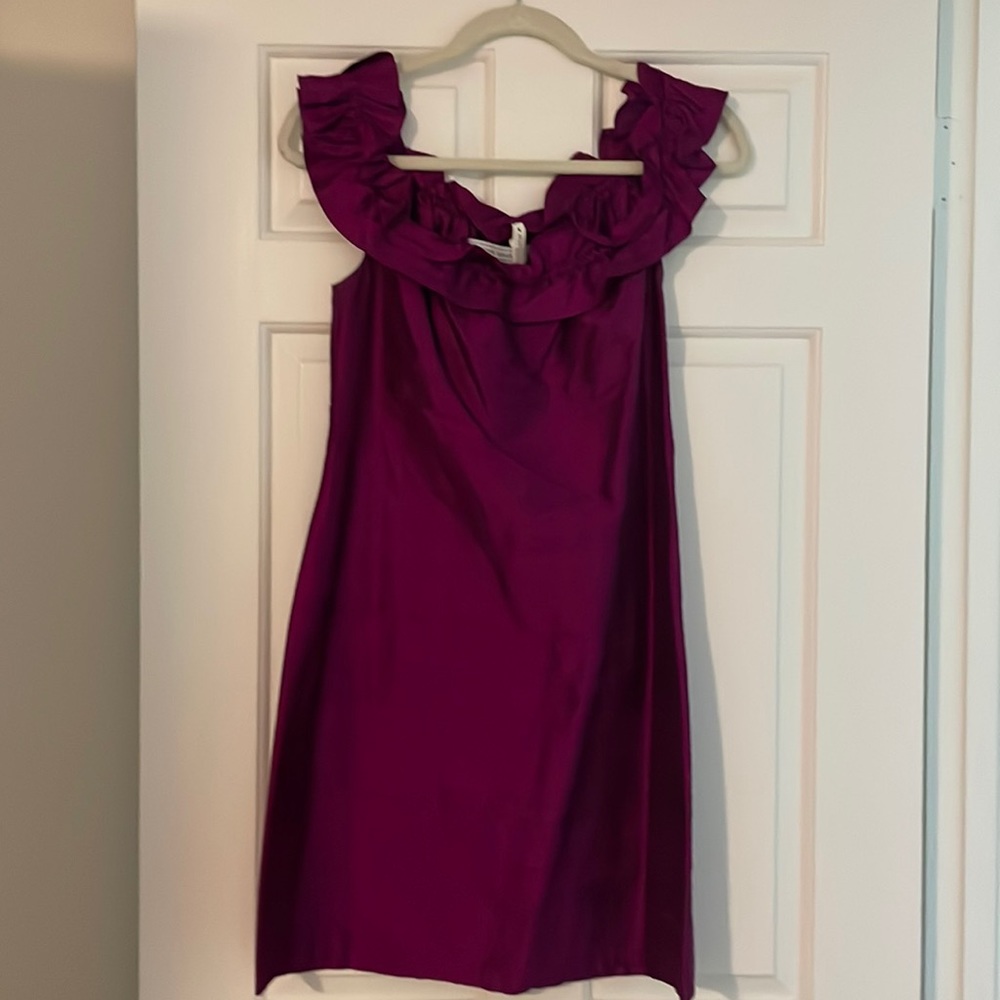 Ruffle sleeve silk dress